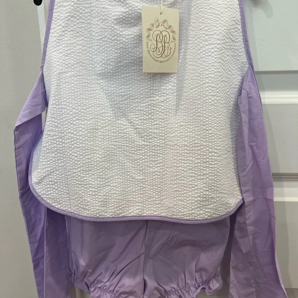 Charming Lavender and White Kids Bib Set - Picture 3 of 4